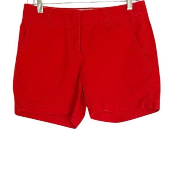 J. Crew Bright Red Broken Chino Shorts 5” inseam 100% Cotton Size 2 - Picture 1 of 6